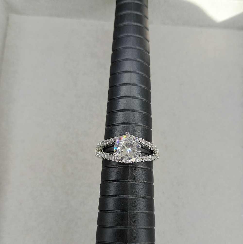 💎New Adjustable Clear Cz 18K White Gold Plated Women's Ring